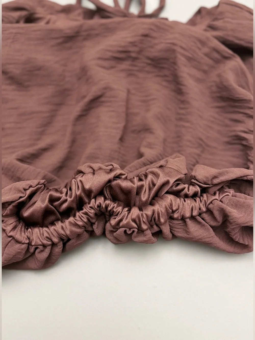Flower & Feather Brown Bubble Hem Crop Top Size S NWT